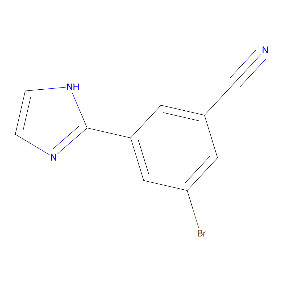 3-bromo-5-(1H-imidazol-2-yl)benzonitrile molecular structure, CAS 2256748-50-0
