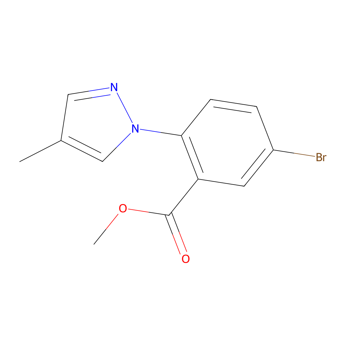 methyl 5-bromo-2-(4-methyl-1H-pyrazol-1-yl)benzoate molecular structure, CAS 2256748-56-6