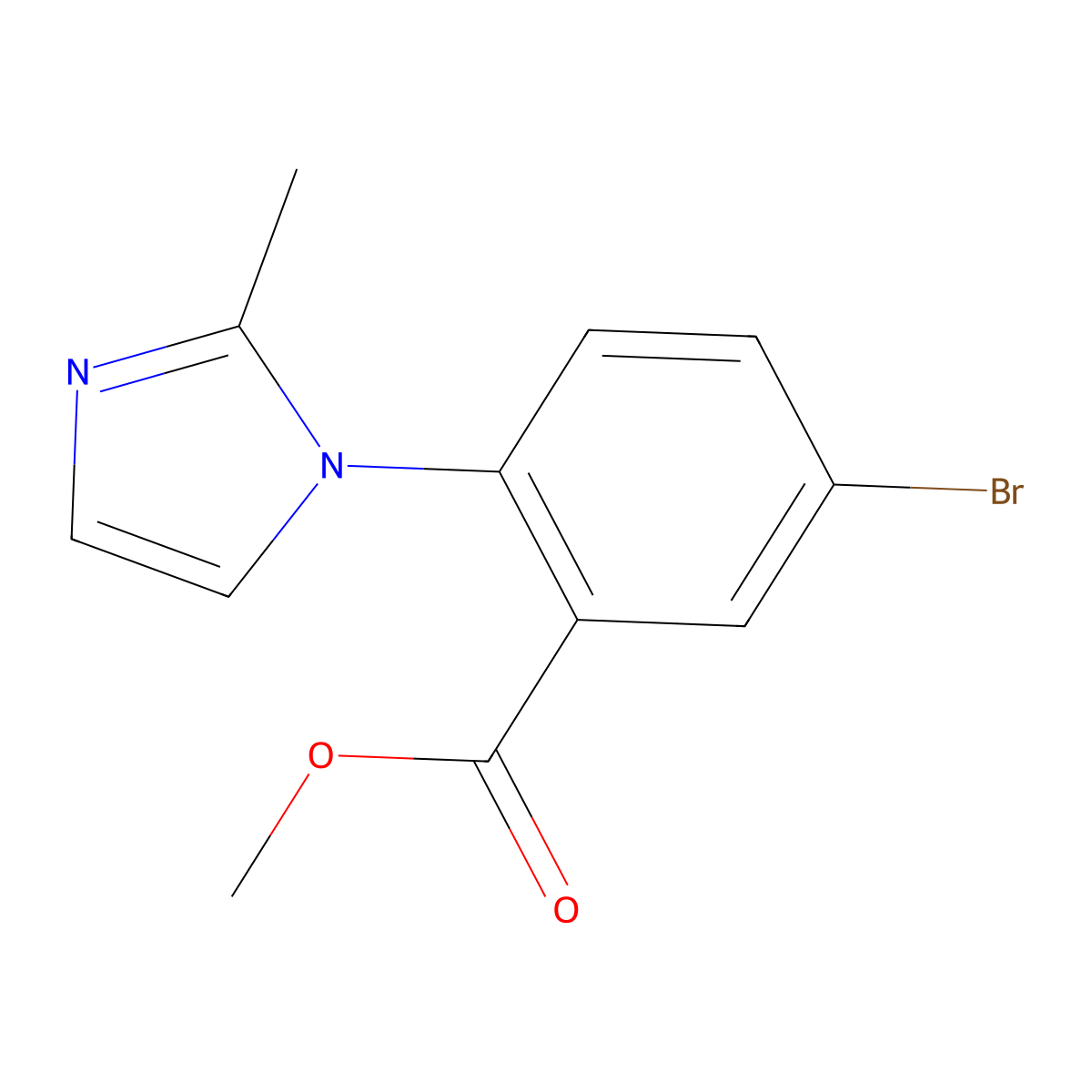 methyl 5-bromo-2-(2-methyl-1H-imidazol-1-yl)benzoate molecular structure, CAS 2256748-57-7