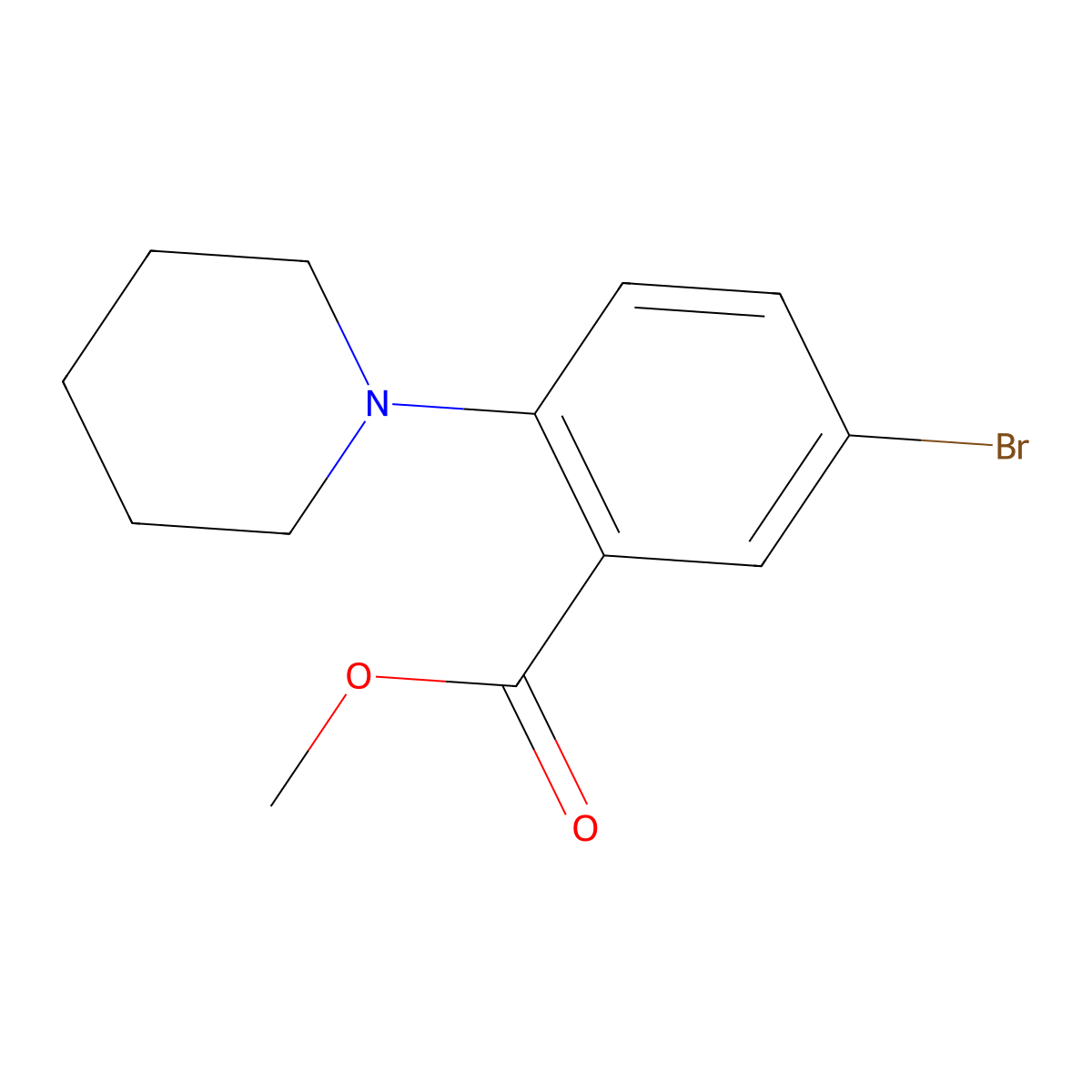 Methyl 5-bromo-2-(piperidin-1-yl)benzoate molecular structure, CAS 2256748-59-9