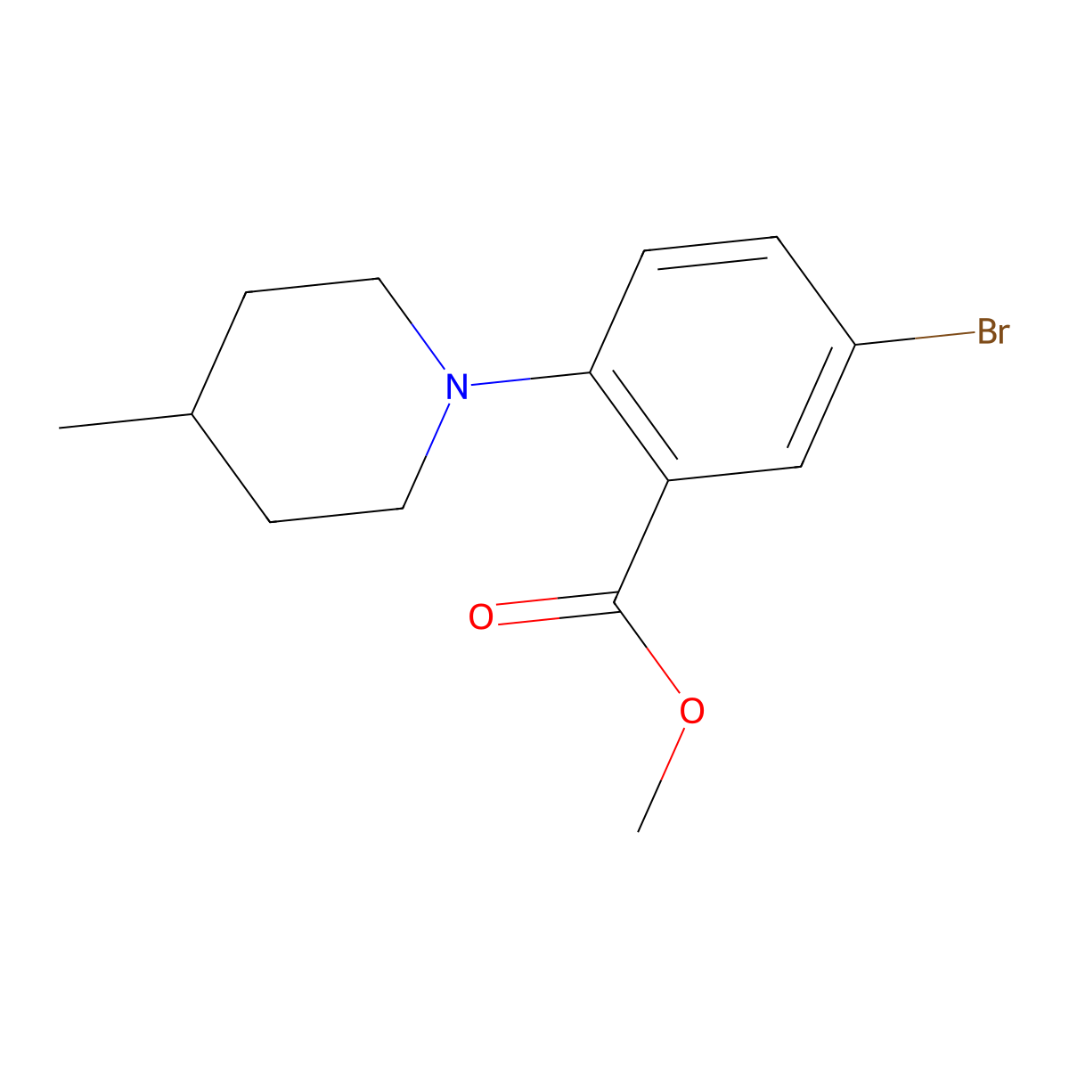 Methyl 5-bromo-2-(4-methylpiperidin-1-yl)benzoate molecular structure, CAS 2256748-61-3
