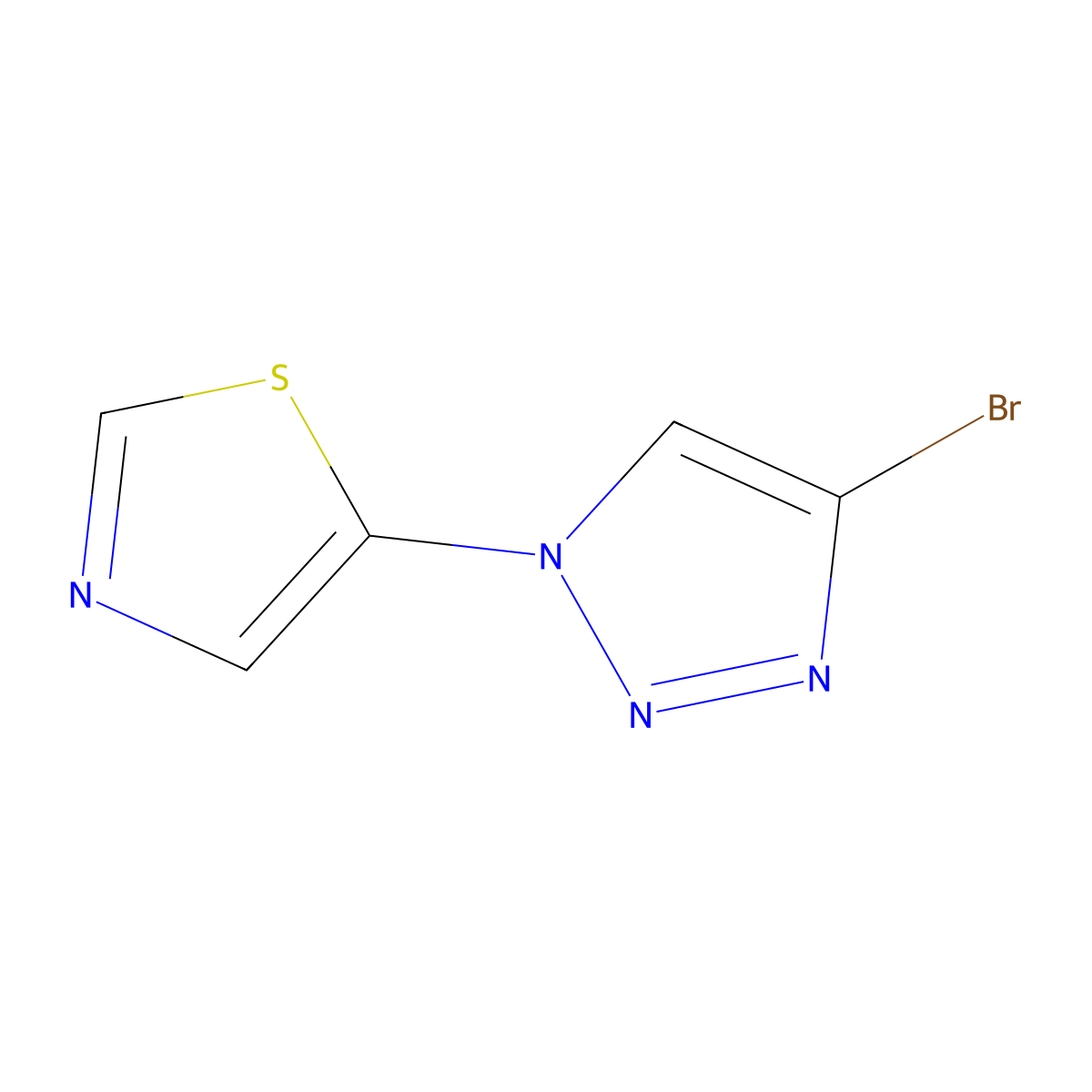 5-(4-bromo-1H-1,2,3-triazol-1-yl)thiazole molecular structure, CAS 2256748-85-1