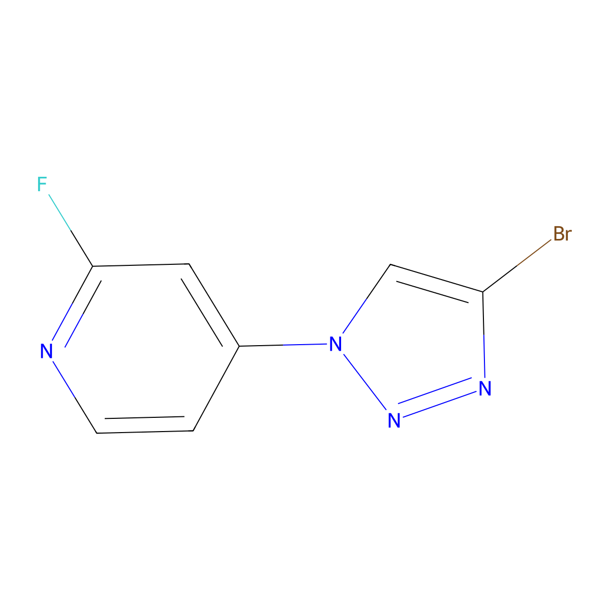 4-(4-bromo-1H-1,2,3-triazol-1-yl)-2-fluoropyridine molecular structure, CAS 2256754-51-3