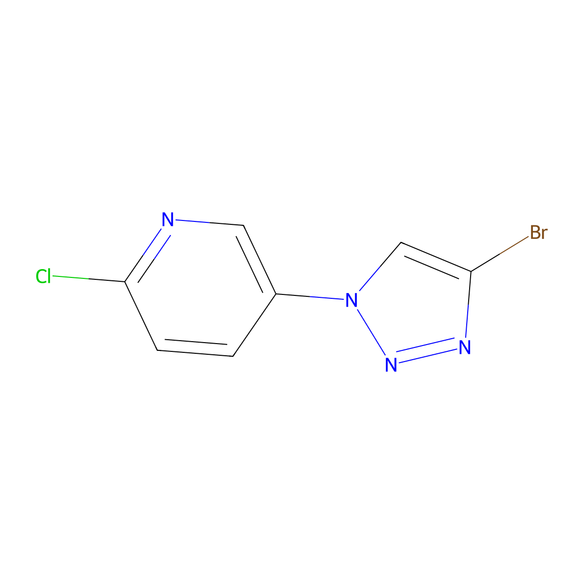 5-(4-bromo-1H-1,2,3-triazol-1-yl)-2-chloropyridine molecular structure, CAS 2256754-60-4