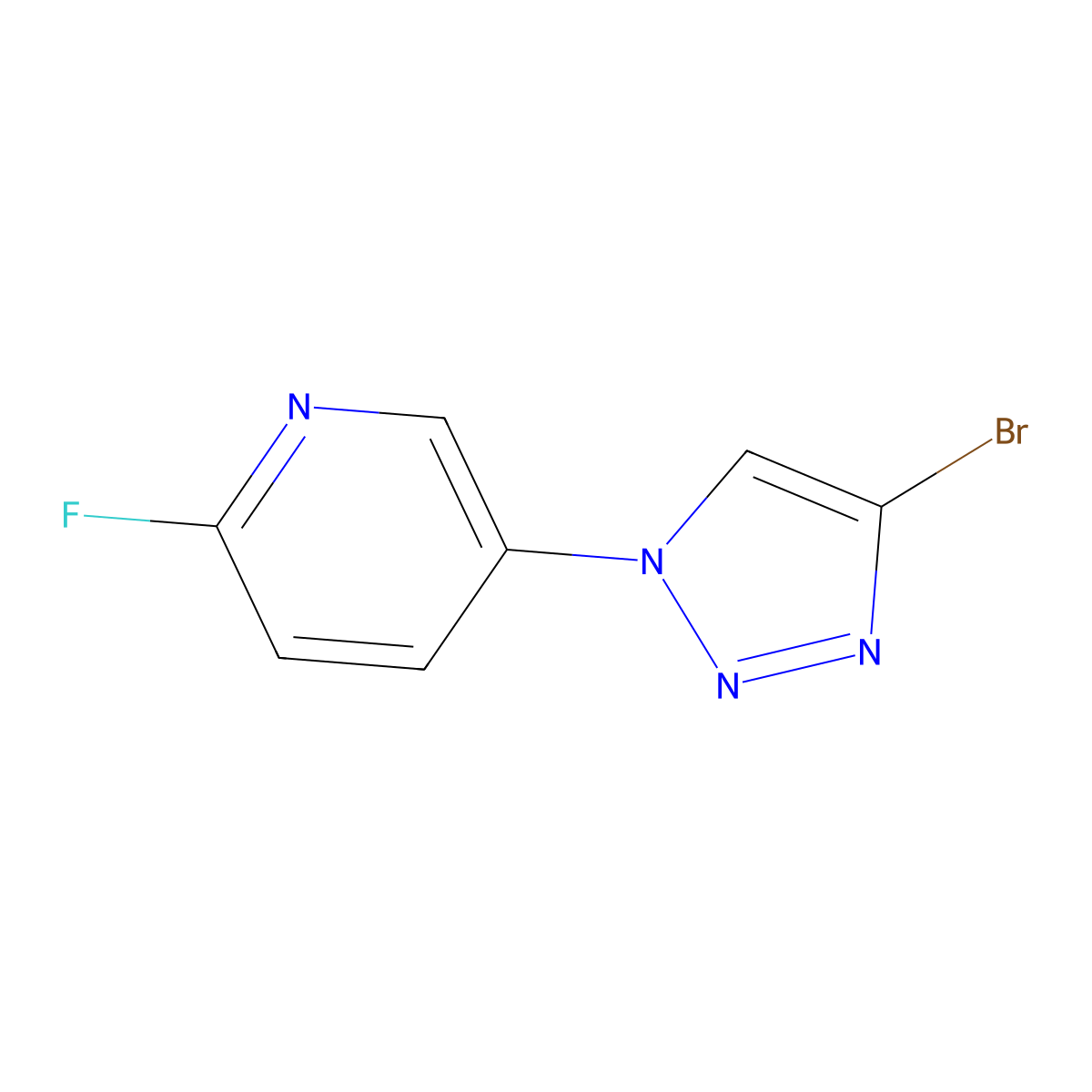 5-(4-bromo-1H-1,2,3-triazol-1-yl)-2-fluoropyridine molecular structure, CAS 2256754-64-8