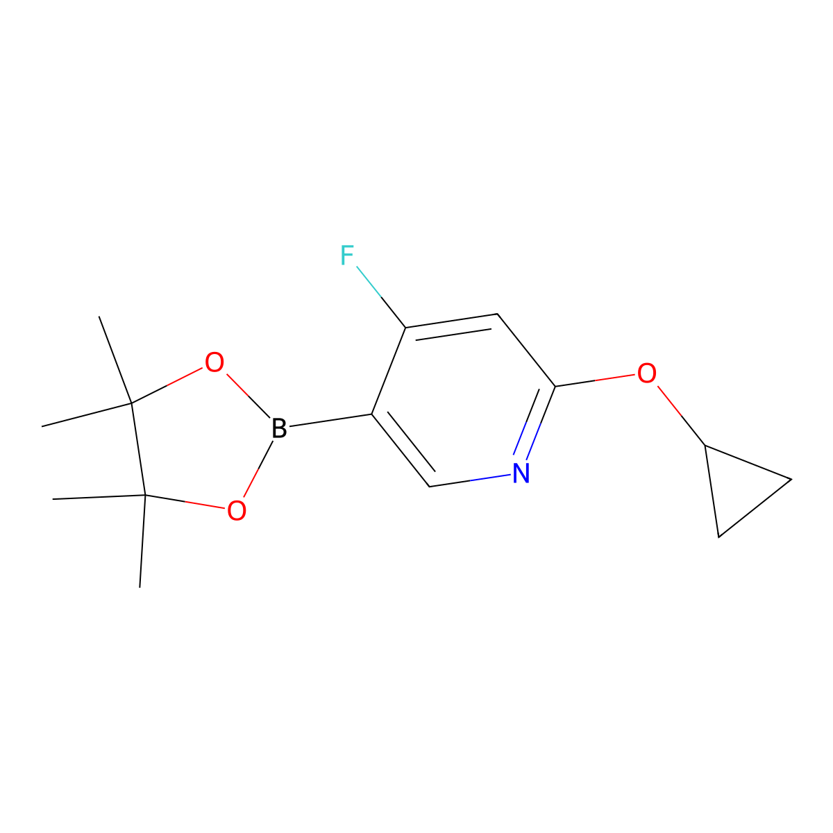 2-Cyclopropoxy-4-fluoro-5-(4,4,5,5-tetramethyl-1,3,2-dioxaborolan-2-yl)pyridine molecular structure, CAS 2256754-71-7