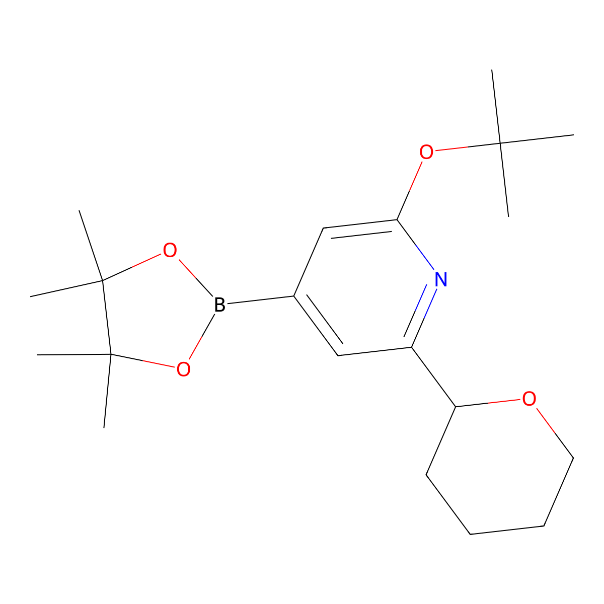 2-(tert-butoxy)-6-(tetrahydro-2H-pyran-2-yl)-4-(4,4,5,5-tetramethyl-1,3,2-dioxaborolan-2-yl)pyridine molecular structure, CAS 2256754-76-2