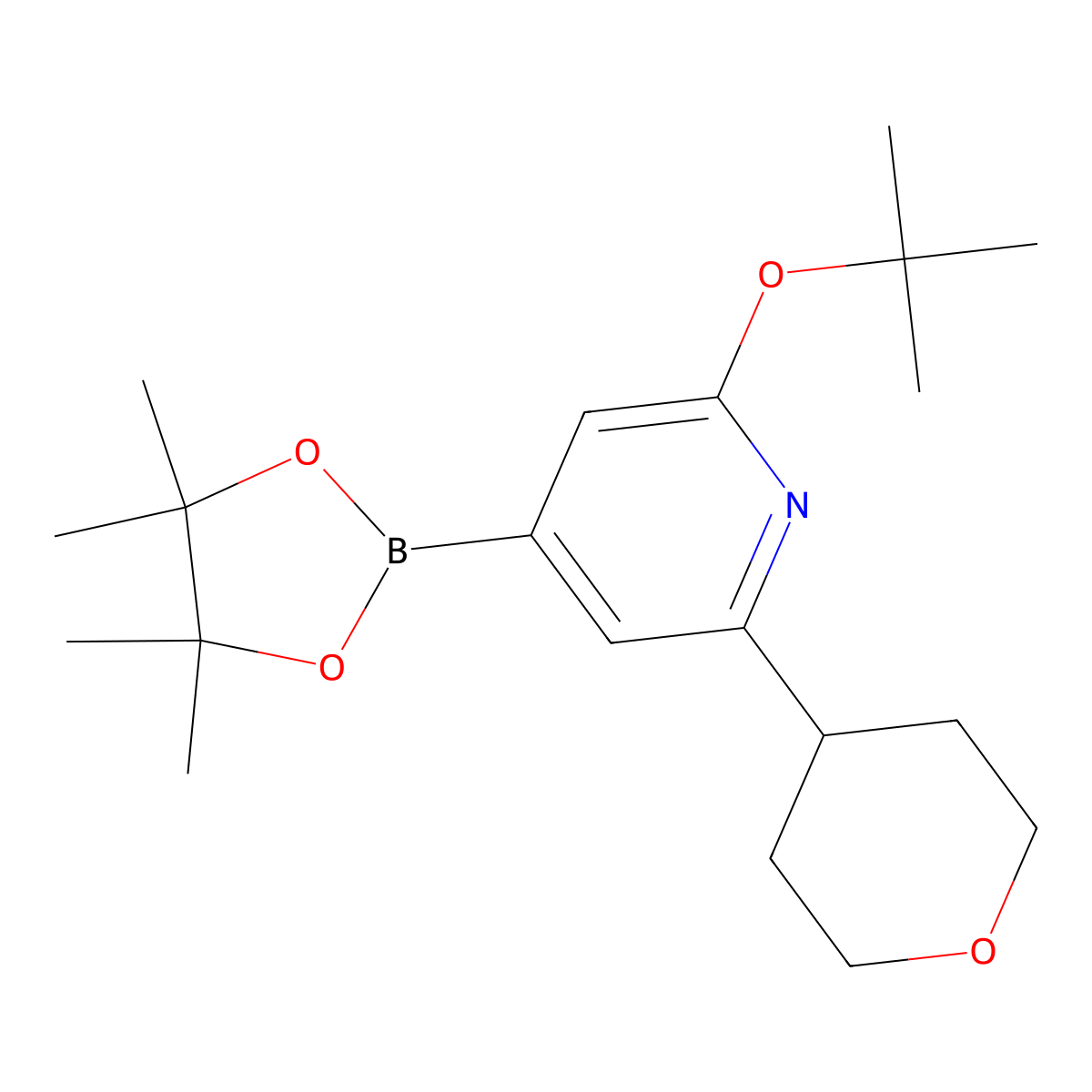 2-(tert-butoxy)-6-(tetrahydro-2H-pyran-4-yl)-4-(4,4,5,5-tetramethyl-1,3,2-dioxaborolan-2-yl)pyridine molecular structure, CAS 2256754-77-3