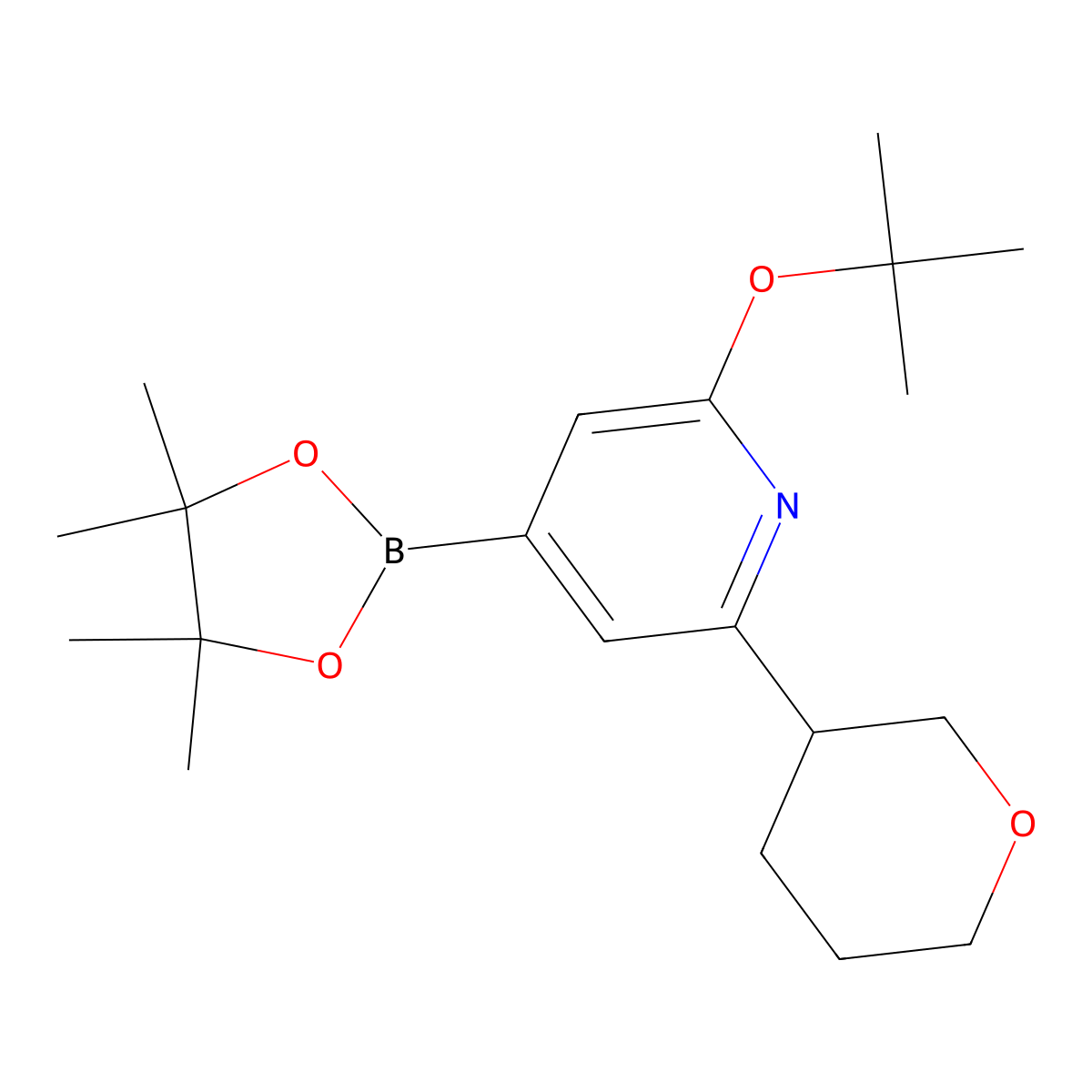 2-(tert-butoxy)-6-(tetrahydro-2H-pyran-3-yl)-4-(4,4,5,5-tetramethyl-1,3,2-dioxaborolan-2-yl)pyridine molecular structure, CAS 2256754-78-4