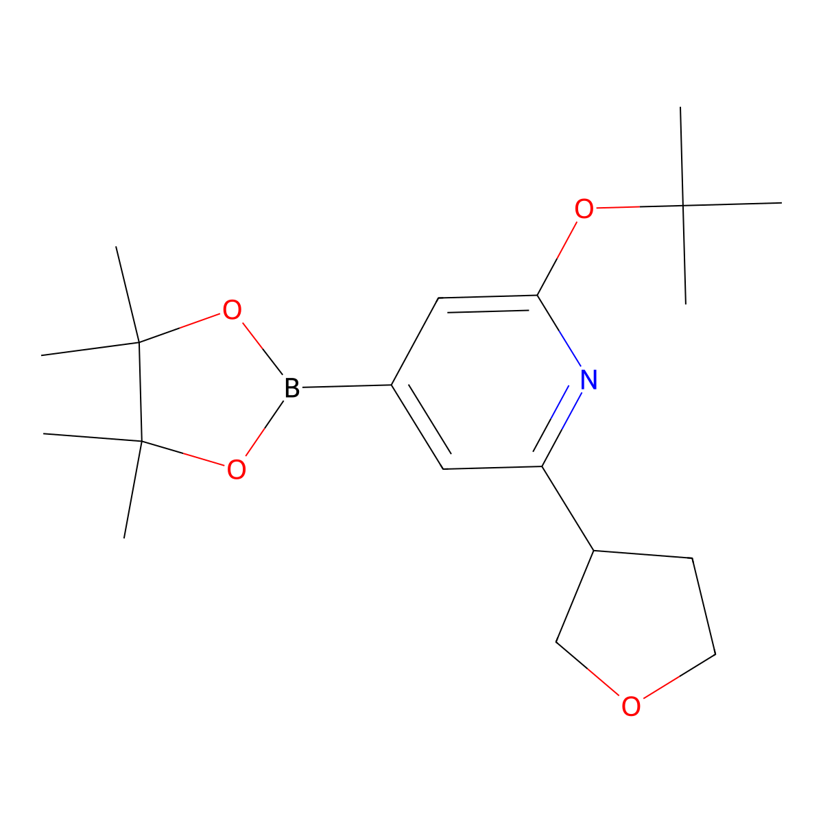 2-(Tert-butoxy)-6-(tetrahydrofuran-3-yl)-4-(4,4,5,5-tetramethyl-1,3,2-dioxaborolan-2-yl)pyridine molecular structure, CAS 2256754-79-5