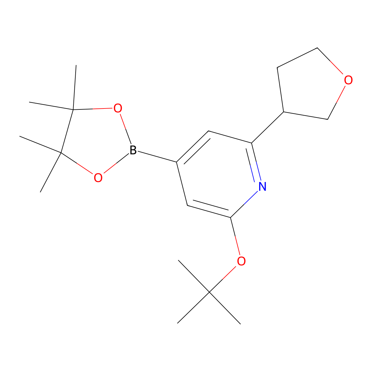 2-(Tert-butoxy)-6-(tetrahydrofuran-3-yl)-4-(4,4,5,5-tetramethyl-1,3,2-dioxaborolan-2-yl)pyridine molecular structure, CAS 2256754-79-5