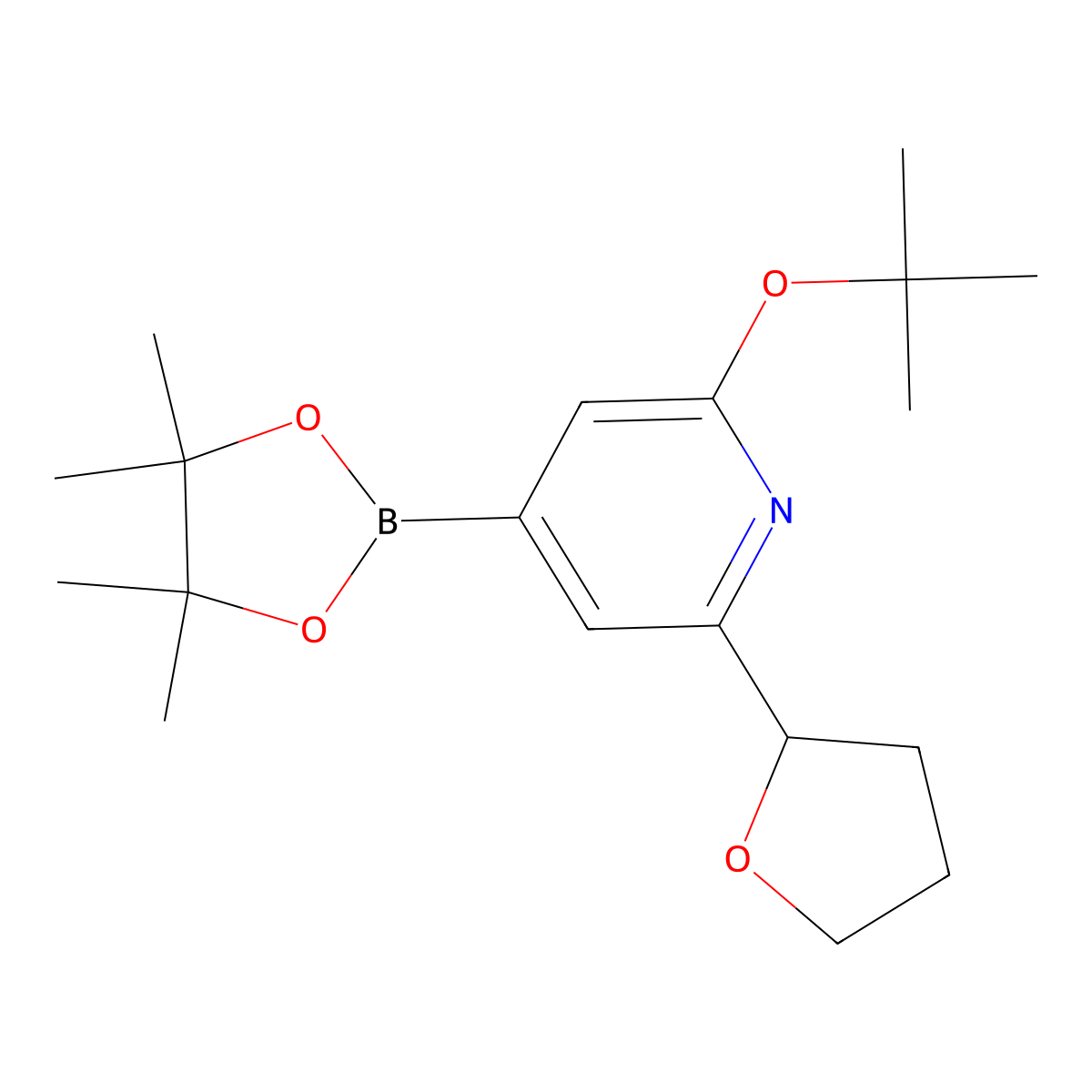 2-(Tert-butoxy)-6-(tetrahydrofuran-2-yl)-4-(4,4,5,5-tetramethyl-1,3,2-dioxaborolan-2-yl)pyridine molecular structure, CAS 2256754-80-8