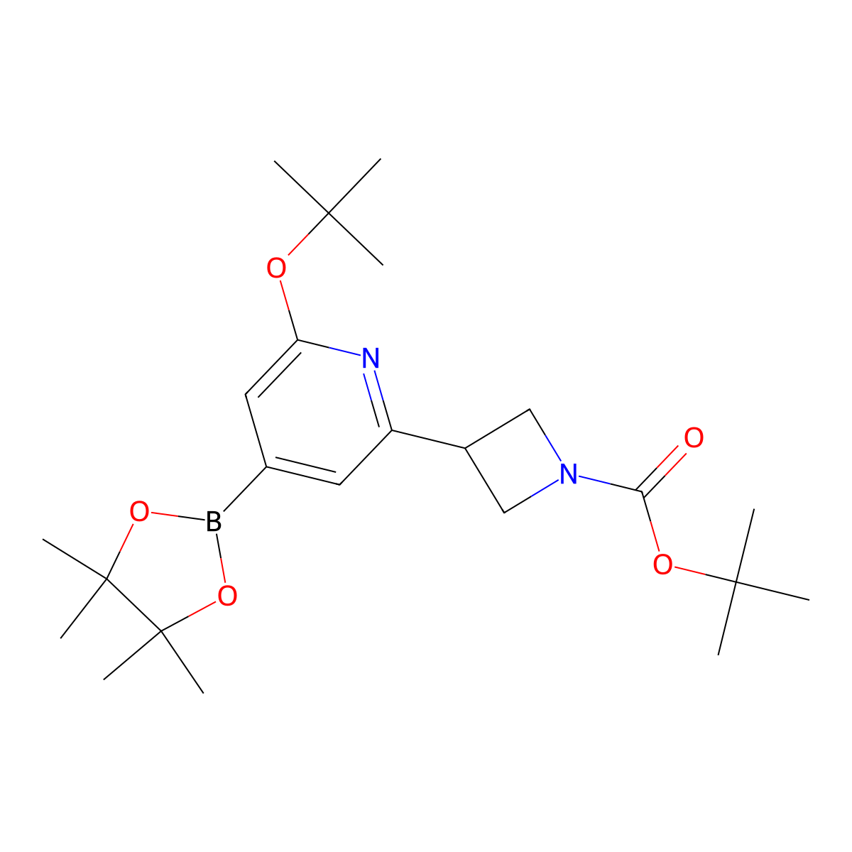 Tert-butyl 3-(6-(tert-butoxy)-4-(4,4,5,5-tetramethyl-1,3,2-dioxaborolan-2-yl)pyridin-2-yl)azetidine-1-carboxylate molecular structure, CAS 2256754-82-0