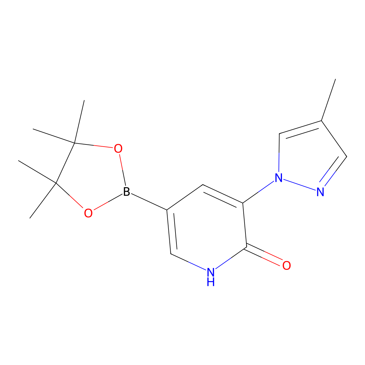 3-(4-methyl-1H-pyrazol-1-yl)-5-(4,4,5,5-tetramethyl-1,3,2-dioxaborolan-2-yl)pyridin-2(1H)-one molecular structure, CAS 2256754-94-4