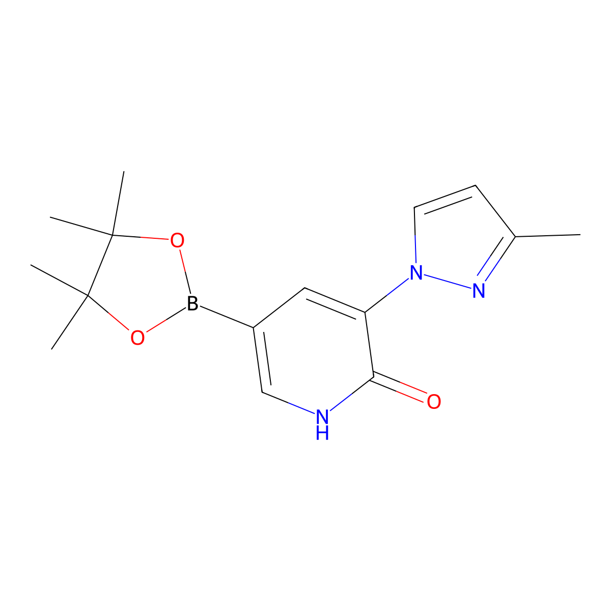 3-(3-methyl-1H-pyrazol-1-yl)-5-(4,4,5,5-tetramethyl-1,3,2-dioxaborolan-2-yl)pyridin-2(1H)-one molecular structure, CAS 2256754-95-5
