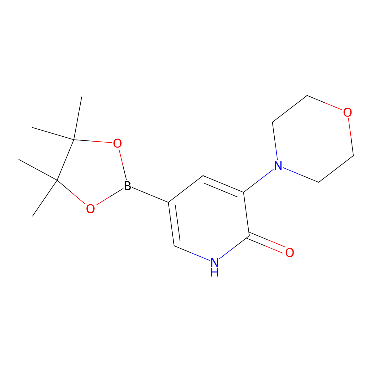 3-morpholino-5-(4,4,5,5-tetramethyl-1,3,2-dioxaborolan-2-yl)pyridin-2(1H)-one molecular structure, CAS 2256754-97-7