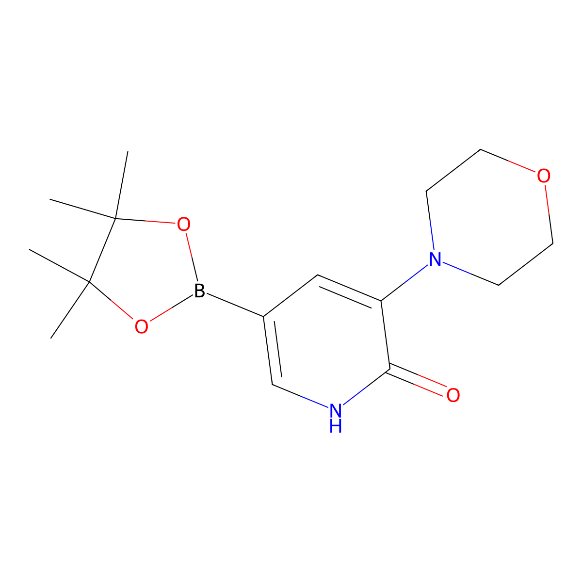 3-morpholino-5-(4,4,5,5-tetramethyl-1,3,2-dioxaborolan-2-yl)pyridin-2(1H)-one molecular structure, CAS 2256754-97-7
