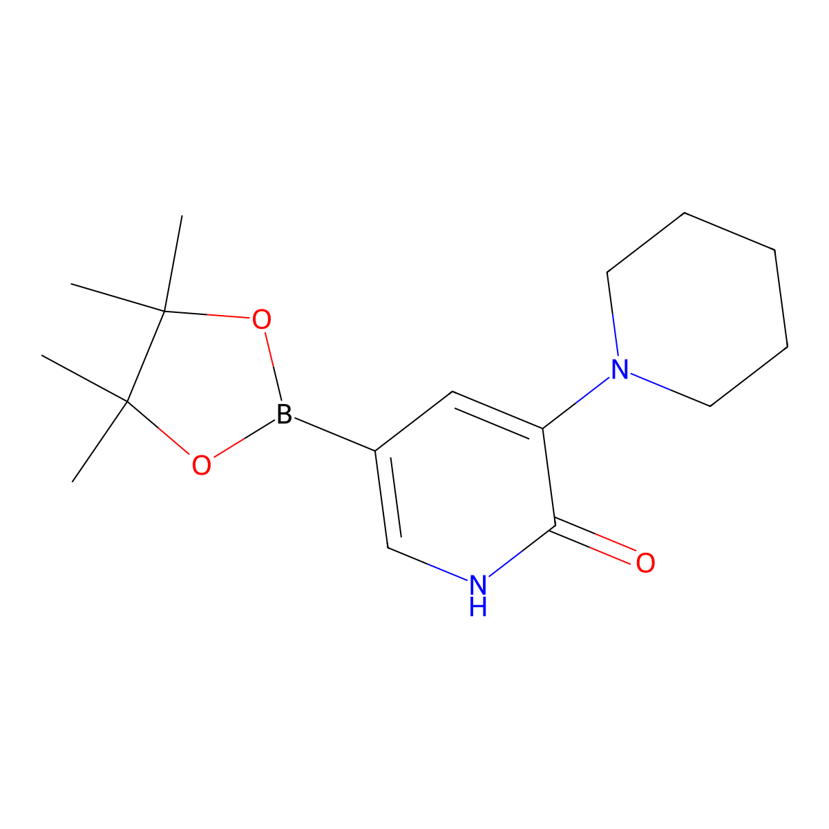 3-(piperidin-1-yl)-5-(4,4,5,5-tetramethyl-1,3,2-dioxaborolan-2-yl)pyridin-2(1H)-one molecular structure, CAS 2256754-98-8