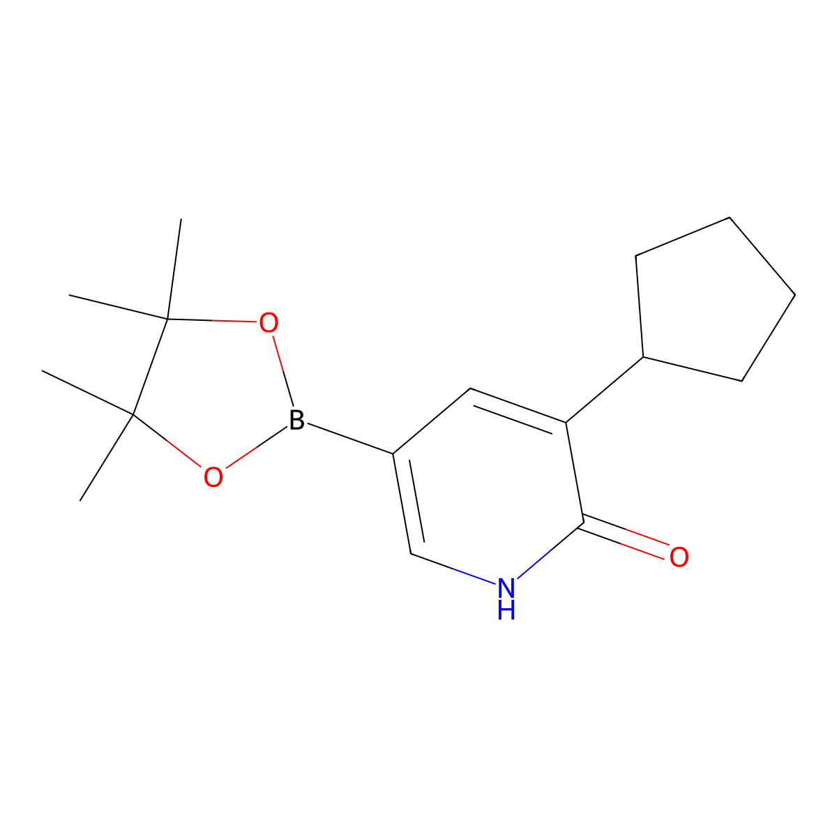 3-cyclopentyl-5-(4,4,5,5-tetramethyl-1,3,2-dioxaborolan-2-yl)pyridin-2(1H)-one molecular structure, CAS 2256755-00-5