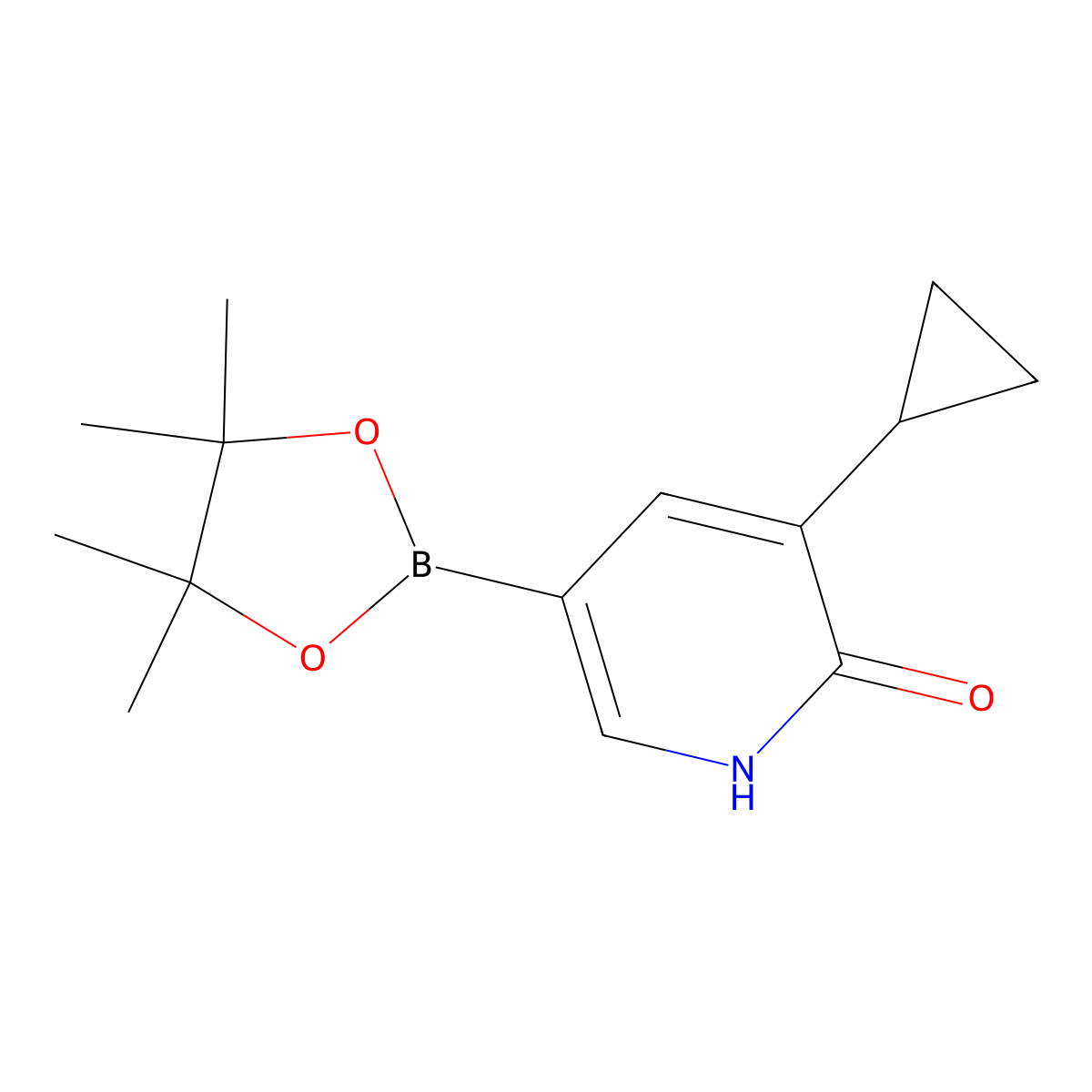 3-cyclopropyl-5-(4,4,5,5-tetramethyl-1,3,2-dioxaborolan-2-yl)pyridin-2(1H)-one molecular structure, CAS 2256755-02-7