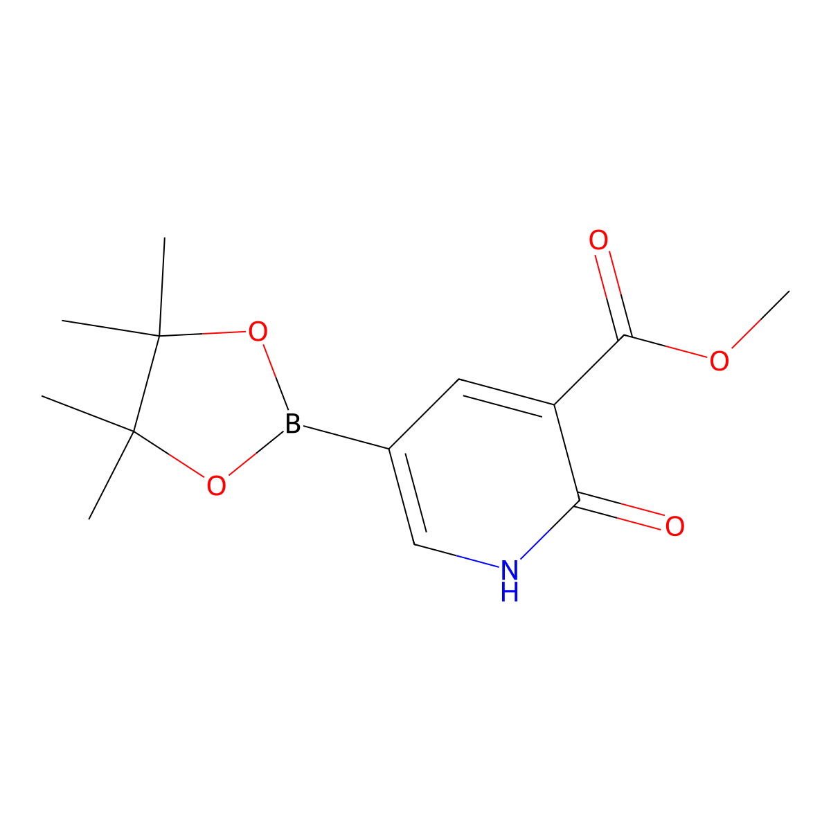 Methyl 2-oxo-5-(4,4,5,5-tetramethyl-1,3,2-dioxaborolan-2-yl)-1,2-dihydropyridine-3-carboxylate molecular structure, CAS 2256755-06-1