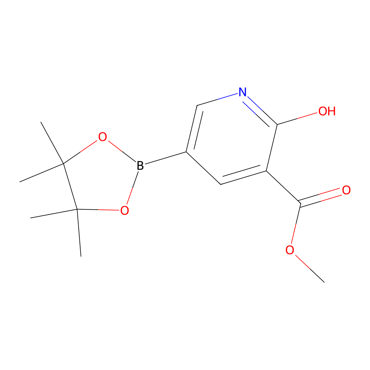 Methyl 2-oxo-5-(4,4,5,5-tetramethyl-1,3,2-dioxaborolan-2-yl)-1,2-dihydropyridine-3-carboxylate molecular structure, CAS 2256755-06-1