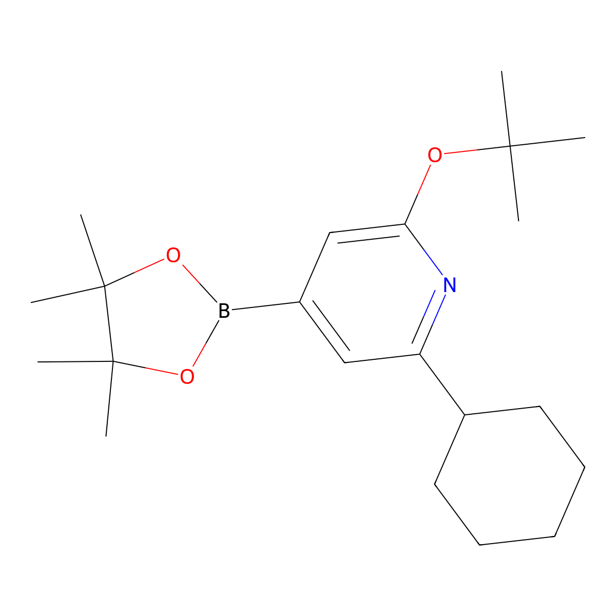 2-(Tert-butoxy)-6-cyclohexyl-4-(4,4,5,5-tetramethyl-1,3,2-dioxaborolan-2-yl)pyridine molecular structure, CAS 2256755-12-9