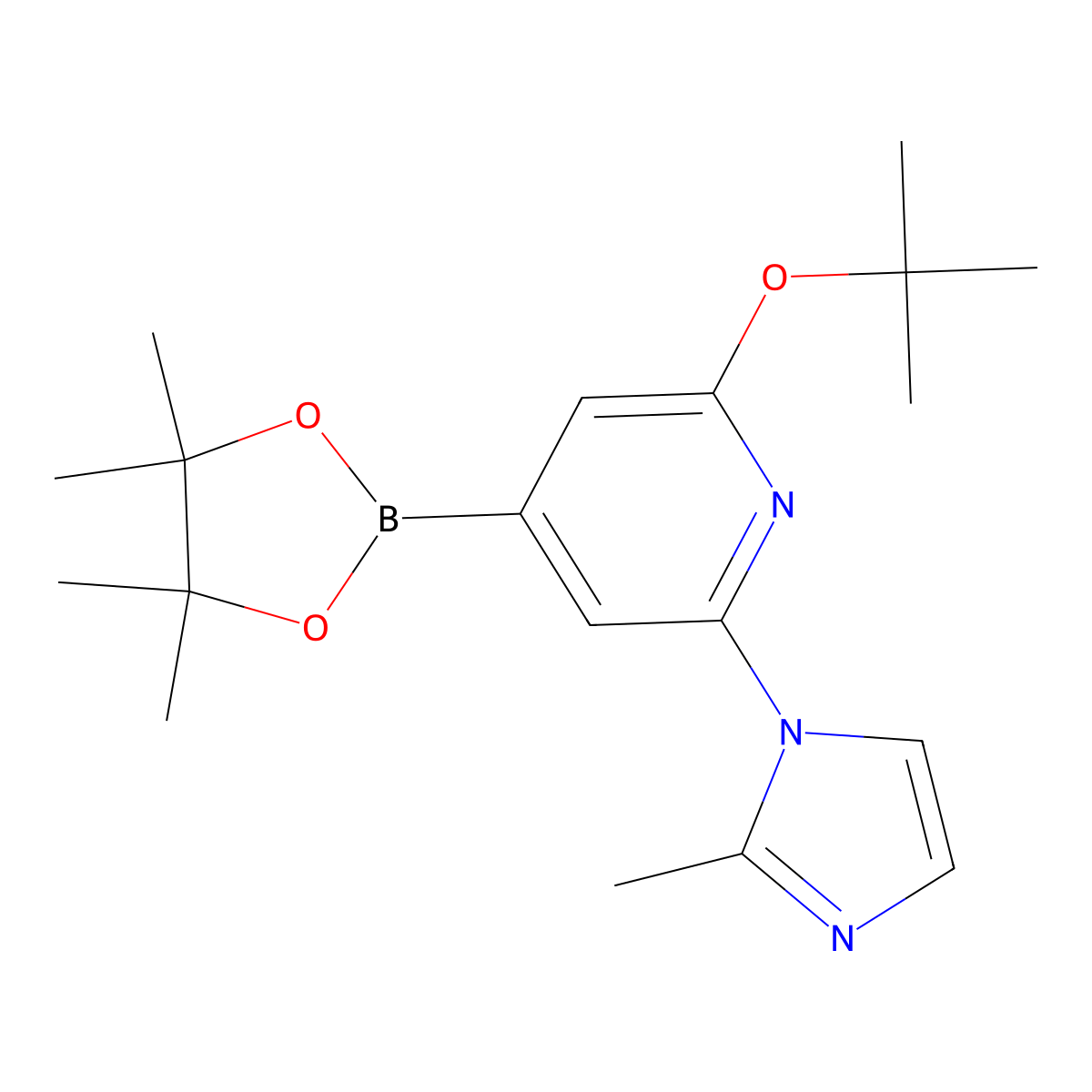 2-(tert-butoxy)-6-(2-methyl-1H-imidazol-1-yl)-4-(4,4,5,5-tetramethyl-1,3,2-dioxaborolan-2-yl)pyridine molecular structure, CAS 2256755-15-2