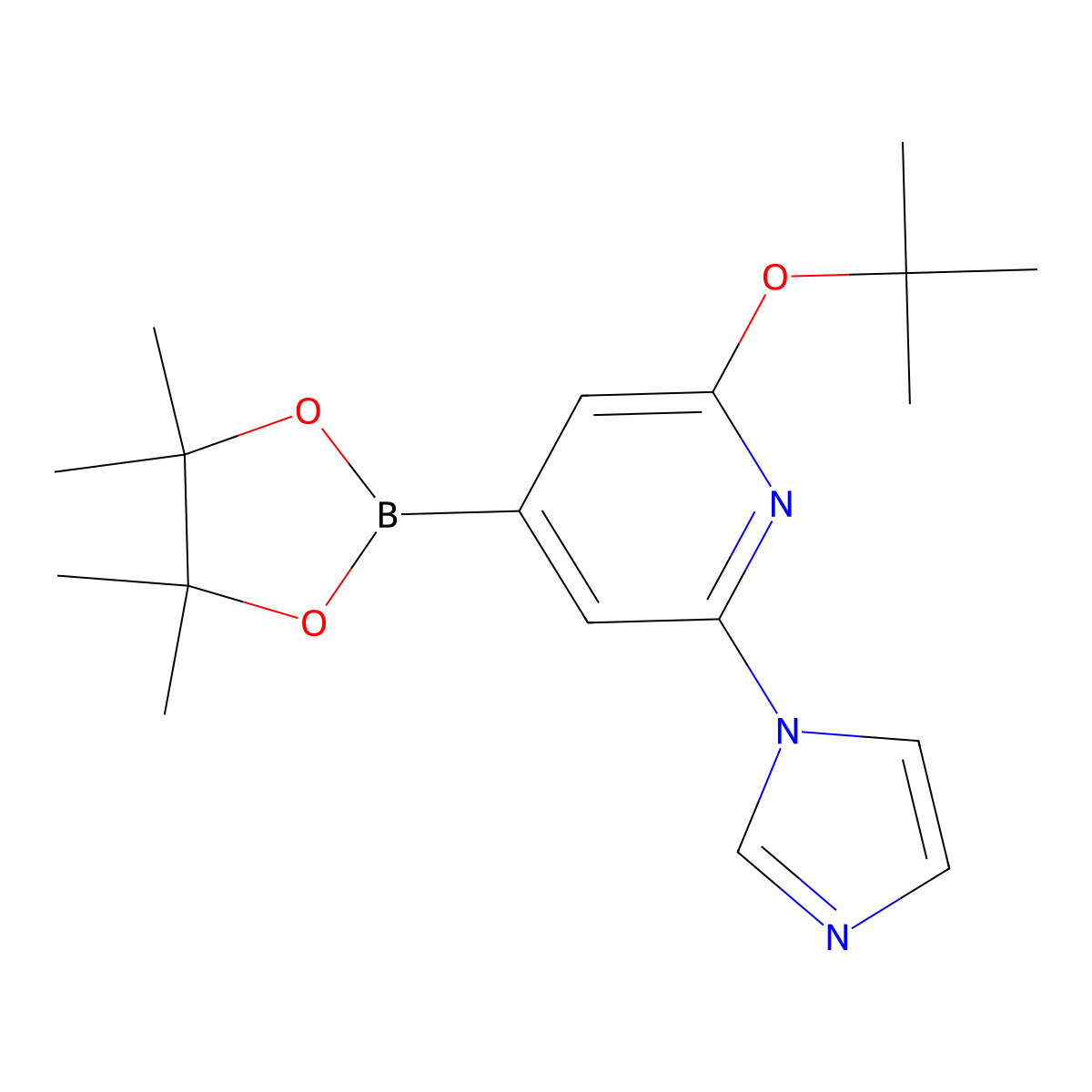 2-(tert-butoxy)-6-(1H-imidazol-1-yl)-4-(4,4,5,5-tetramethyl-1,3,2-dioxaborolan-2-yl)pyridine molecular structure, CAS 2256755-16-3