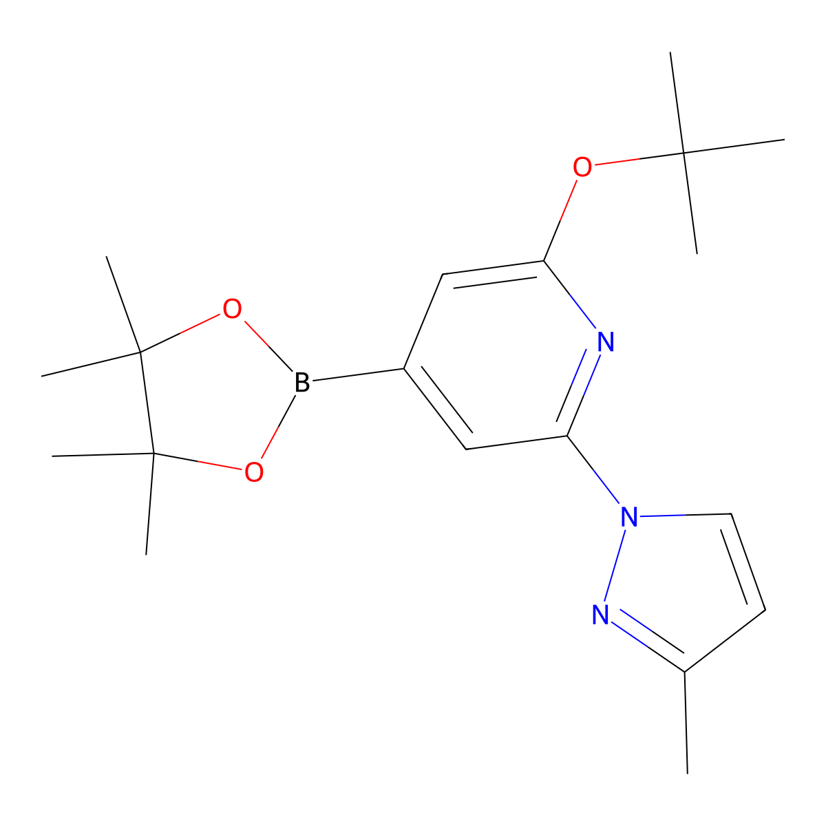 2-(tert-butoxy)-6-(3-methyl-1H-pyrazol-1-yl)-4-(4,4,5,5-tetramethyl-1,3,2-dioxaborolan-2-yl)pyridine molecular structure, CAS 2256755-18-5