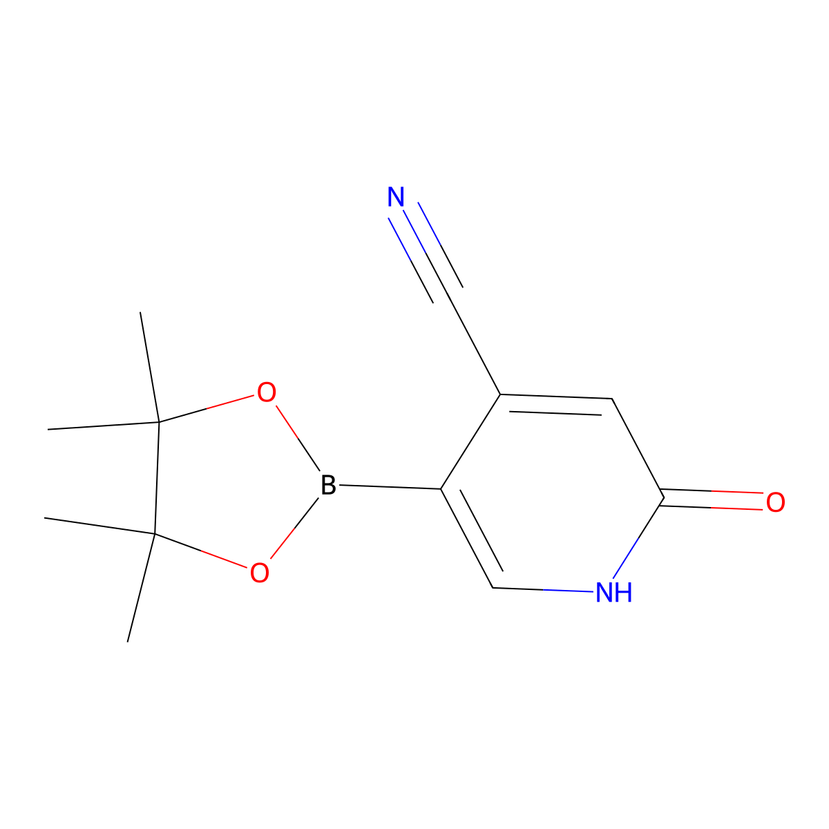 2-Hydroxy-5-(4,4,5,5-tetramethyl-1,3,2-dioxaborolan-2-yl)isonicotinonitrile molecular structure, CAS 2256755-29-8