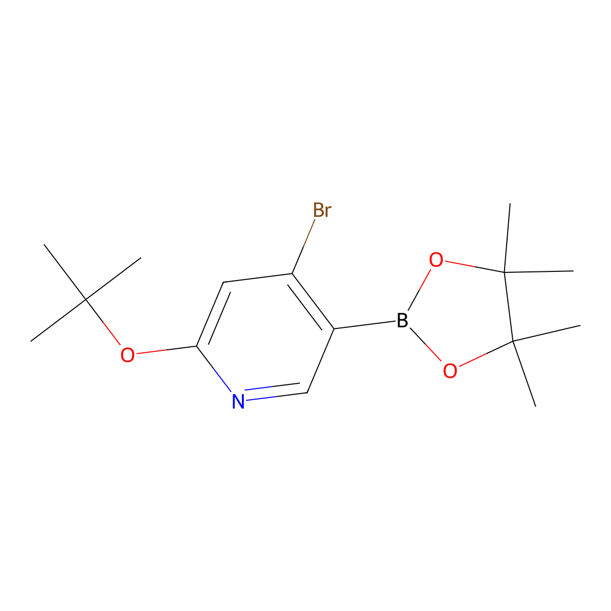4-Bromo-2-(tert-butoxy)-5-(4,4,5,5-tetramethyl-1,3,2-dioxaborolan-2-yl)pyridine molecular structure, CAS 2256755-30-1