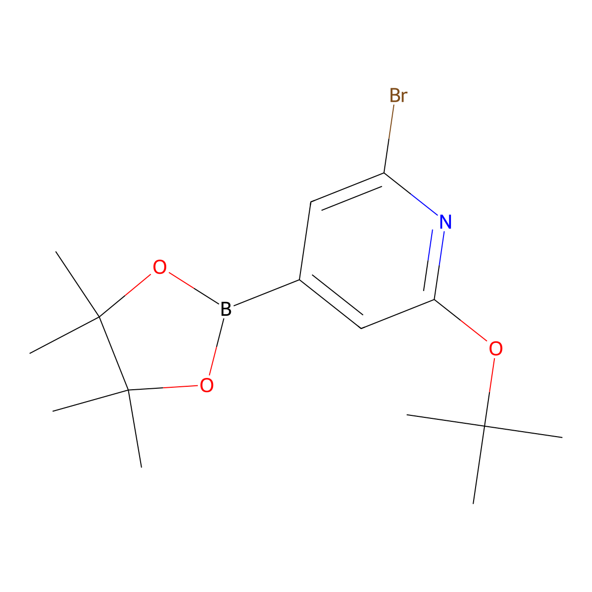 2-Bromo-6-(tert-butoxy)-4-(4,4,5,5-tetramethyl-1,3,2-dioxaborolan-2-yl)pyridine molecular structure, CAS 2256755-34-5