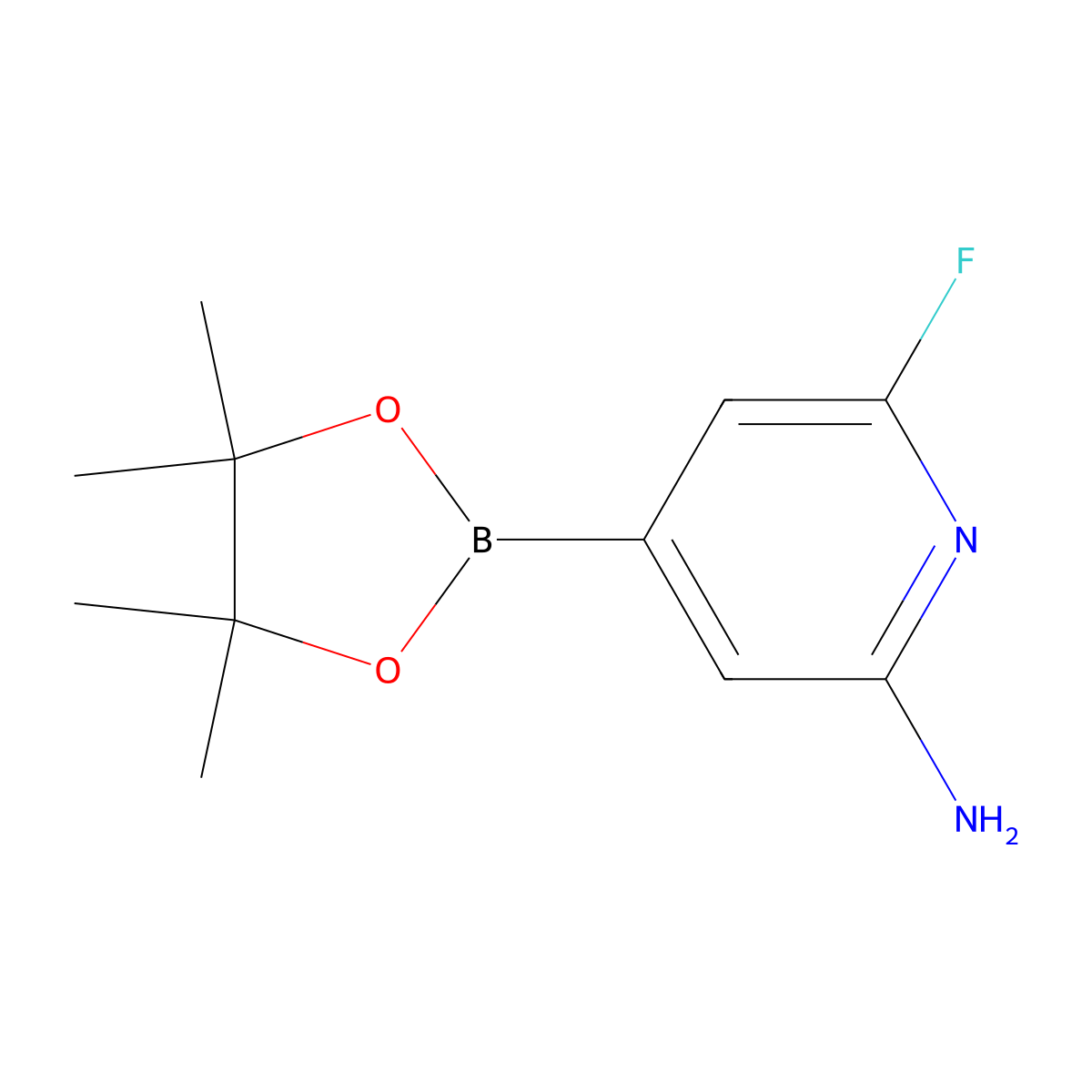 6-Fluoro-4-(4,4,5,5-tetramethyl-1,3,2-dioxaborolan-2-YL)pyridin-2-amine molecular structure, CAS 2256755-37-8