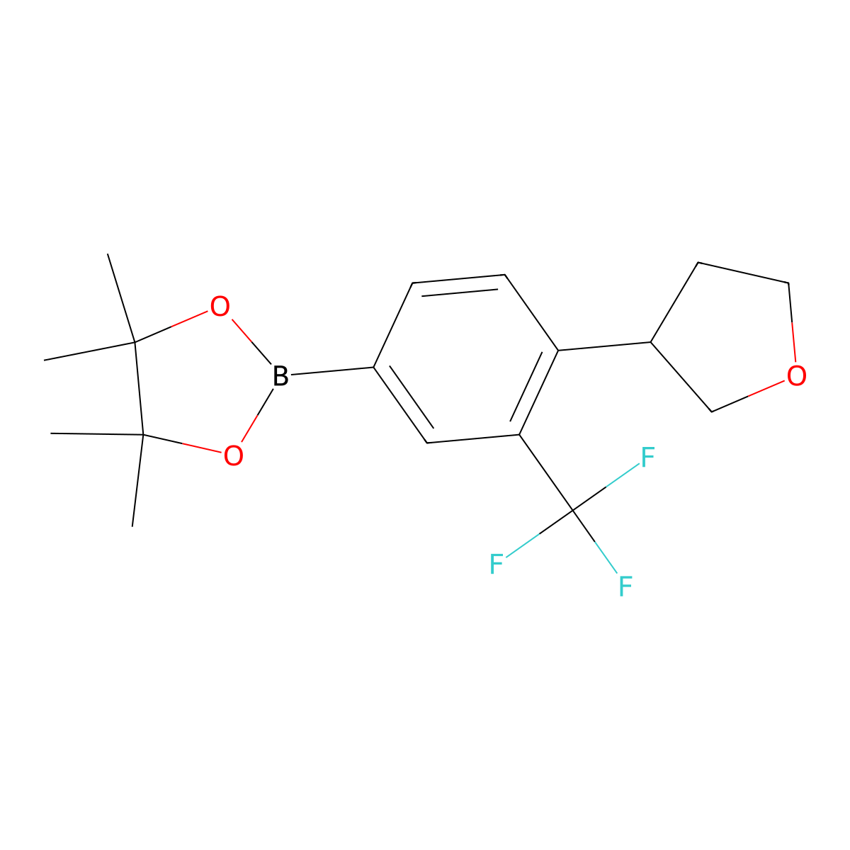 4,4,5,5-Tetramethyl-2-(4-(tetrahydrofuran-3-yl)-3-(trifluoromethyl)phenyl)-1,3,2-dioxaborolane molecular structure, CAS 2256755-39-0