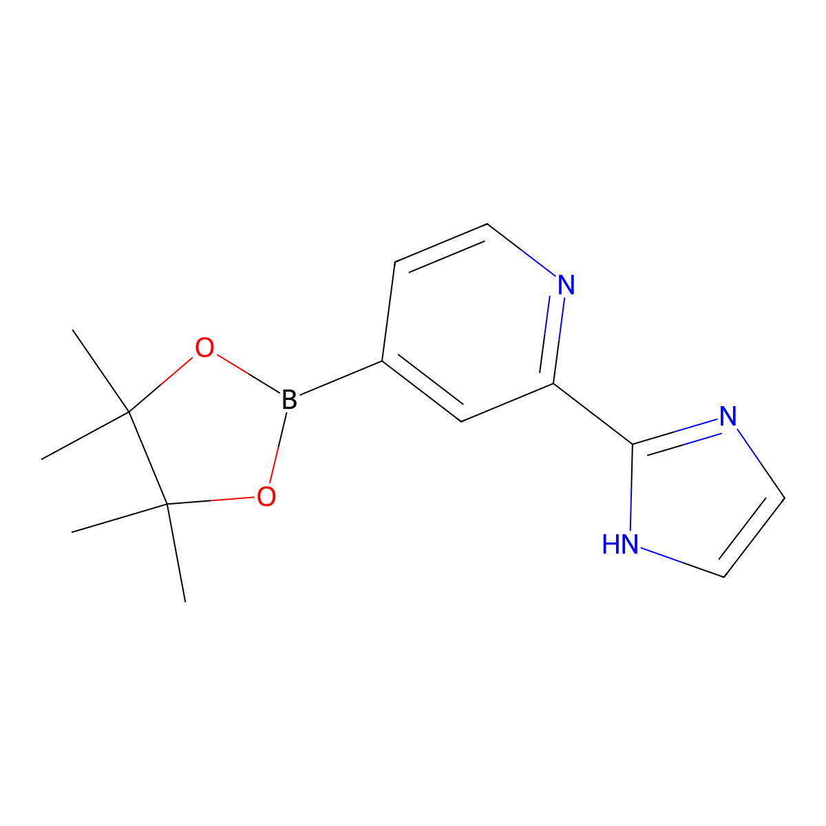 2-(1H-imidazol-2-yl)-4-(4,4,5,5-tetramethyl-1,3,2-dioxaborolan-2-yl)pyridine molecular structure, CAS 2256755-54-9