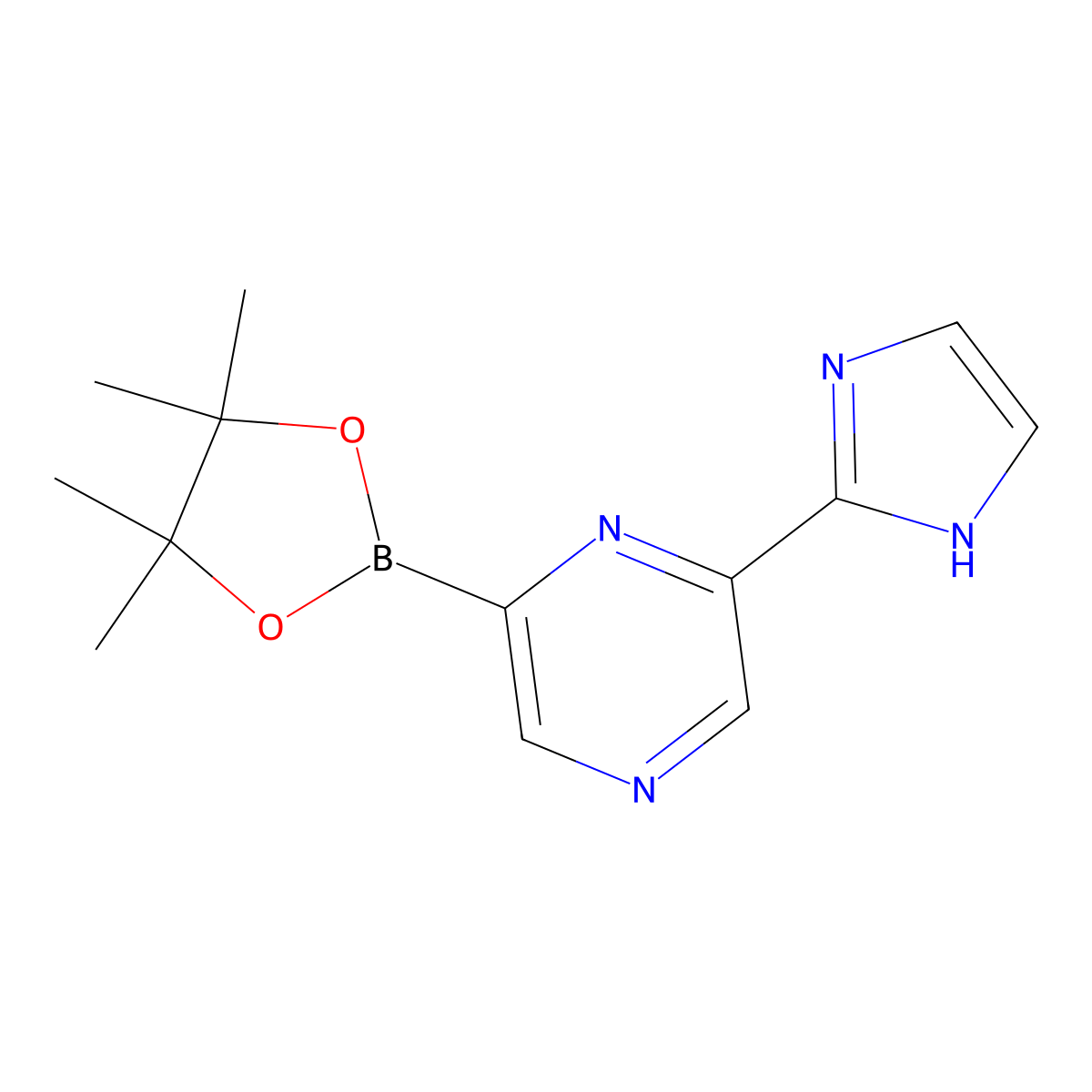2-(1H-imidazol-2-yl)-6-(4,4,5,5-tetramethyl-1,3,2-dioxaborolan-2-yl)pyrazine molecular structure, CAS 2256755-56-1
