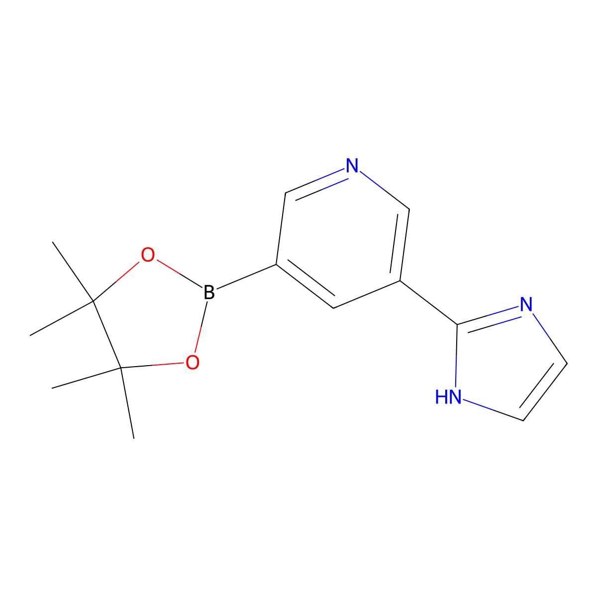 3-(1H-imidazol-2-yl)-5-(4,4,5,5-tetramethyl-1,3,2-dioxaborolan-2-yl)pyridine molecular structure, CAS 2256755-59-4