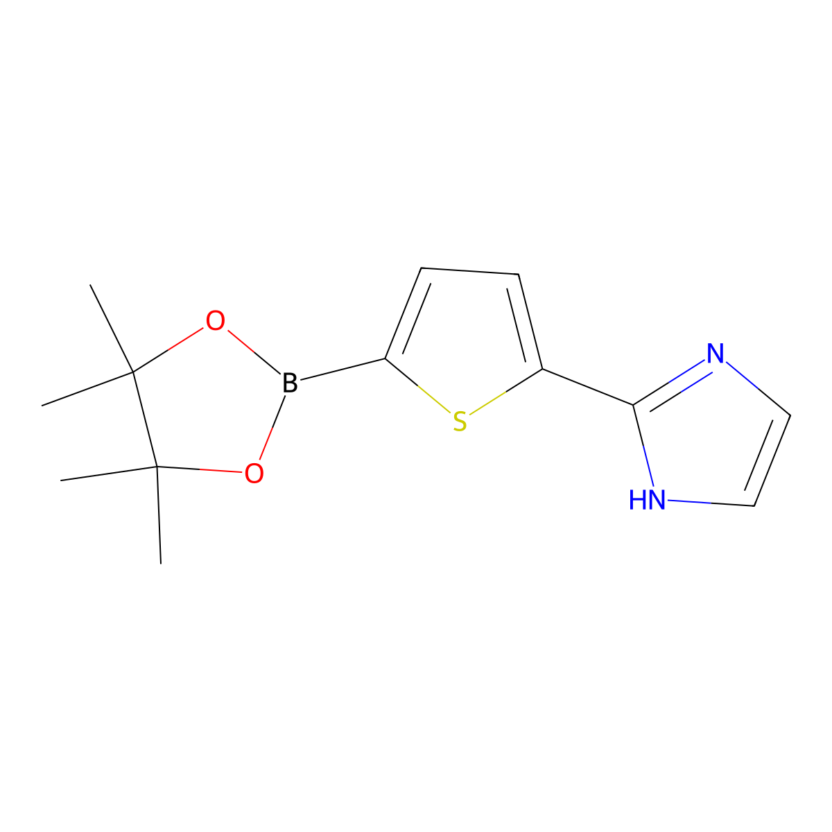 2-(5-(4,4,5,5-tetramethyl-1,3,2-dioxaborolan-2-yl)thiophen-2-yl)-1H-imidazole molecular structure, CAS 2256755-62-9