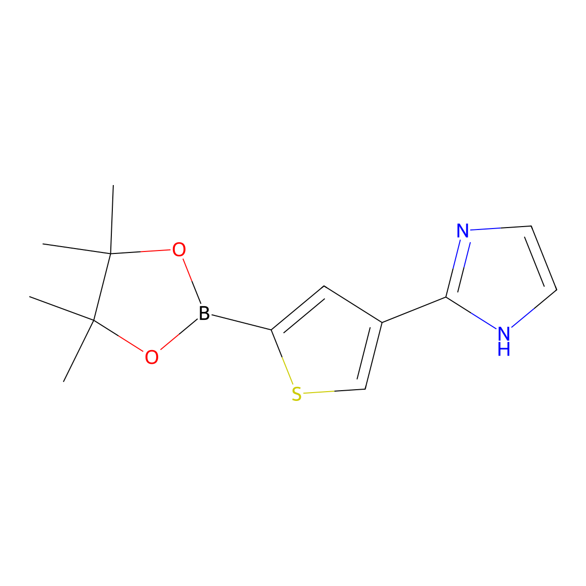 2-(5-(4,4,5,5-tetramethyl-1,3,2-dioxaborolan-2-yl)thiophen-3-yl)-1H-imidazole molecular structure, CAS 2256755-63-0