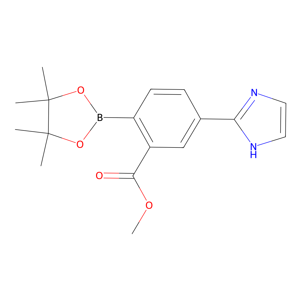 methyl 5-(1H-imidazol-2-yl)-2-(4,4,5,5-tetramethyl-1,3,2-dioxaborolan-2-yl)benzoate molecular structure, CAS 2256755-66-3