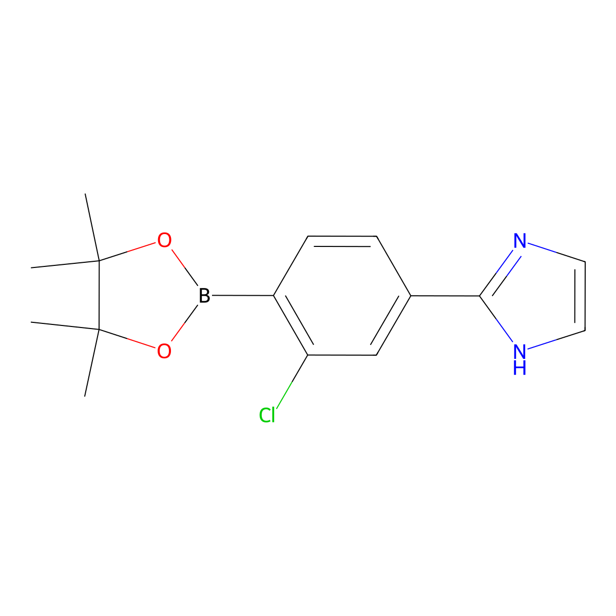 2-(3-chloro-4-(4,4,5,5-tetramethyl-1,3,2-dioxaborolan-2-yl)phenyl)-1H-imidazole molecular structure, CAS 2256755-72-1
