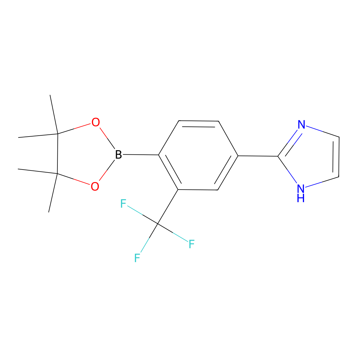 2-(4-(4,4,5,5-tetramethyl-1,3,2-dioxaborolan-2-yl)-3-(trifluoromethyl)phenyl)-1H-imidazole molecular structure, CAS 2256755-73-2