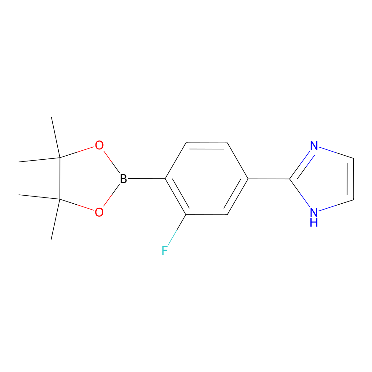 2-(3-fluoro-4-(4,4,5,5-tetramethyl-1,3,2-dioxaborolan-2-yl)phenyl)-1H-imidazole molecular structure, CAS 2256755-74-3