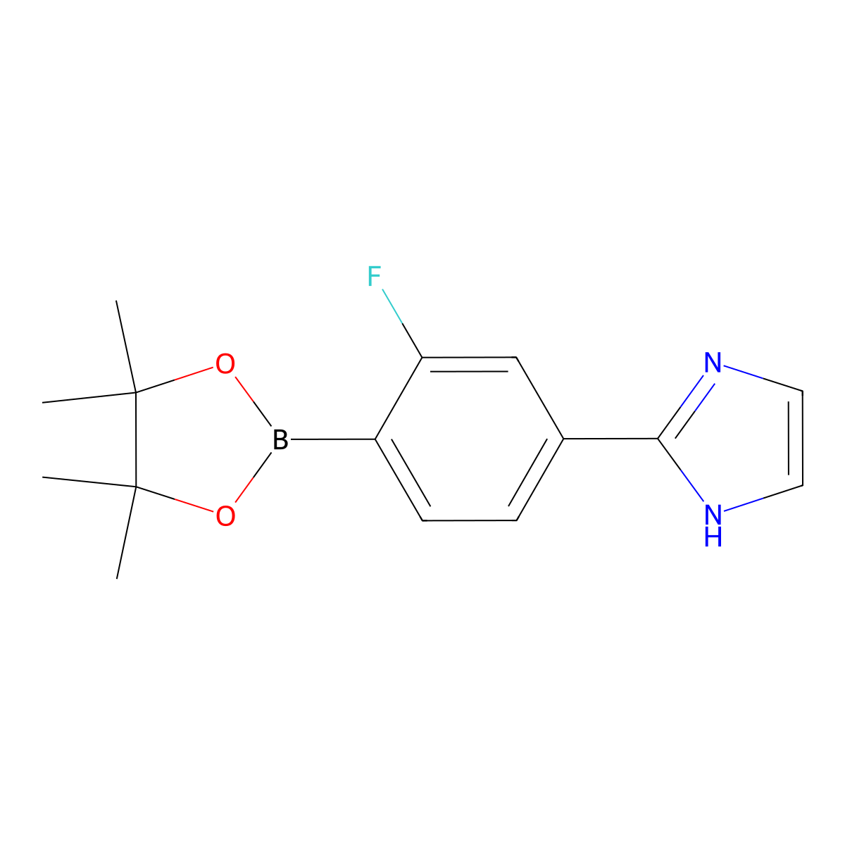 2-(3-fluoro-4-(4,4,5,5-tetramethyl-1,3,2-dioxaborolan-2-yl)phenyl)-1H-imidazole molecular structure, CAS 2256755-74-3