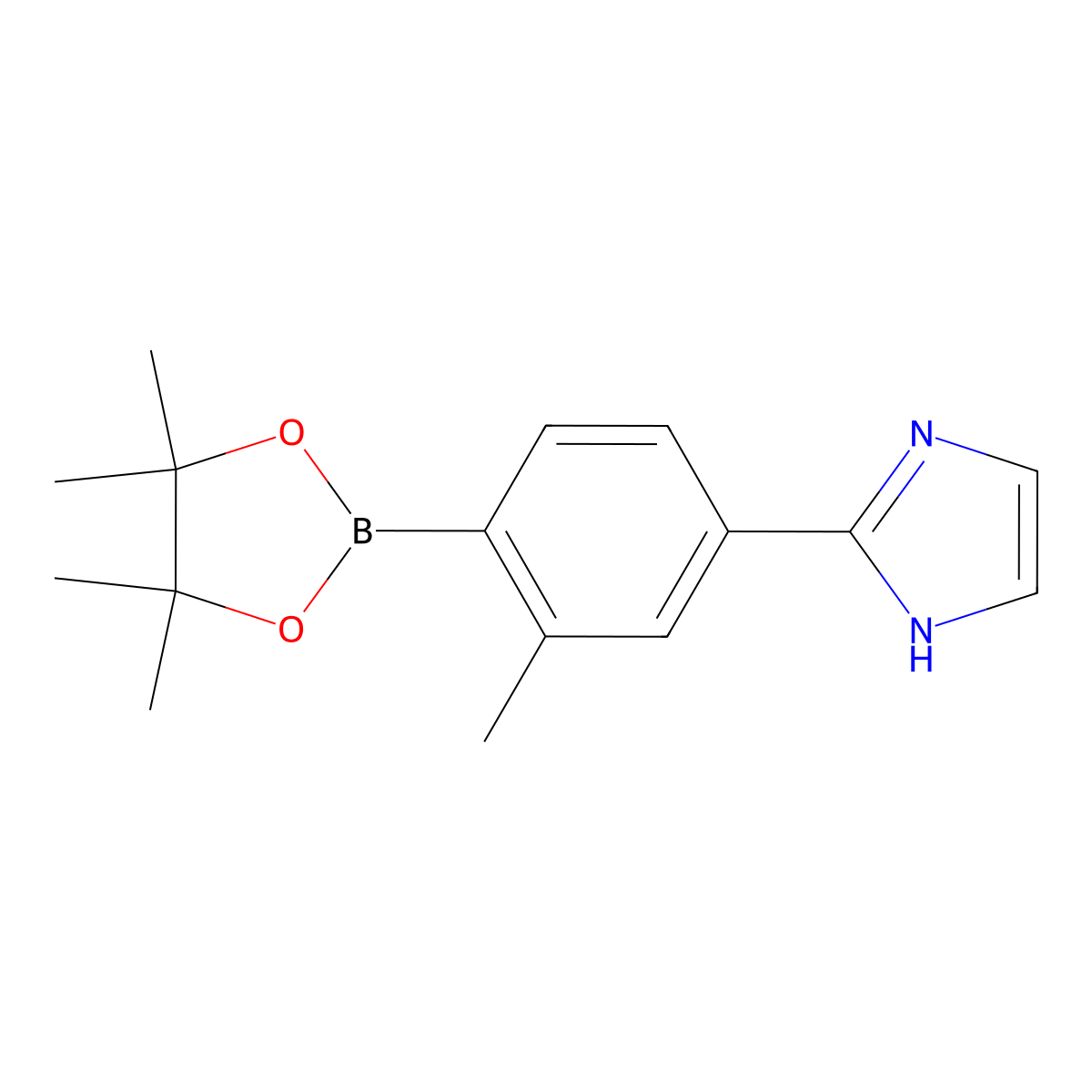 2-(3-methyl-4-(4,4,5,5-tetramethyl-1,3,2-dioxaborolan-2-yl)phenyl)-1H-imidazole molecular structure, CAS 2256755-76-5