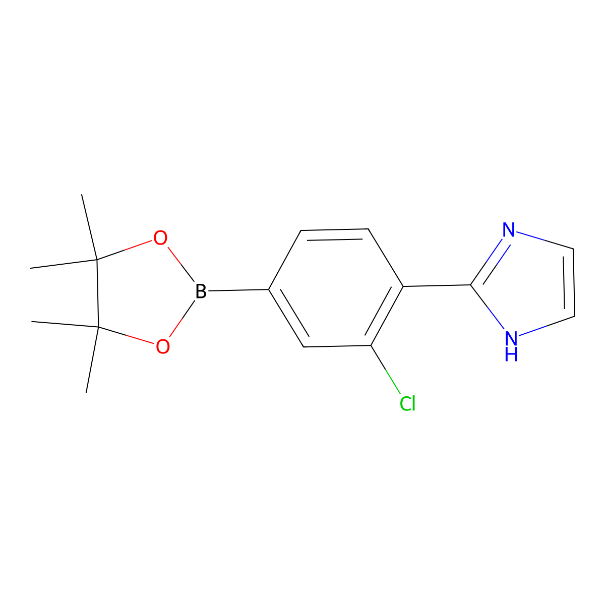 2-(2-chloro-4-(4,4,5,5-tetramethyl-1,3,2-dioxaborolan-2-yl)phenyl)-1H-imidazole molecular structure, CAS 2256755-78-7