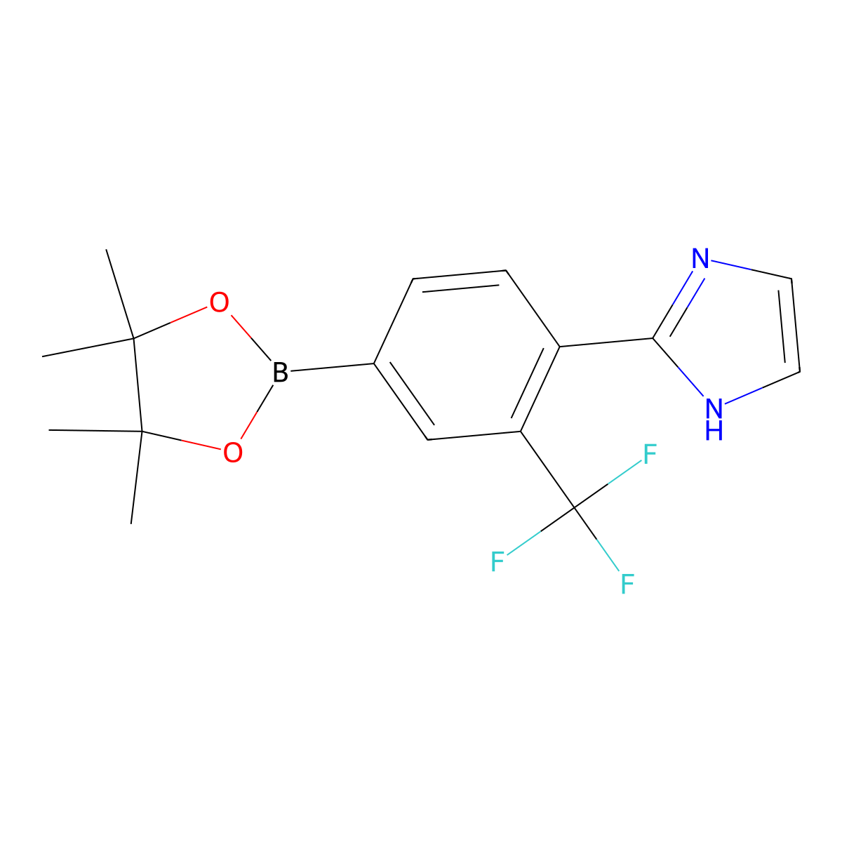 2-(4-(4,4,5,5-tetramethyl-1,3,2-dioxaborolan-2-yl)-2-(trifluoromethyl)phenyl)-1H-imidazole molecular structure, CAS 2256755-79-8