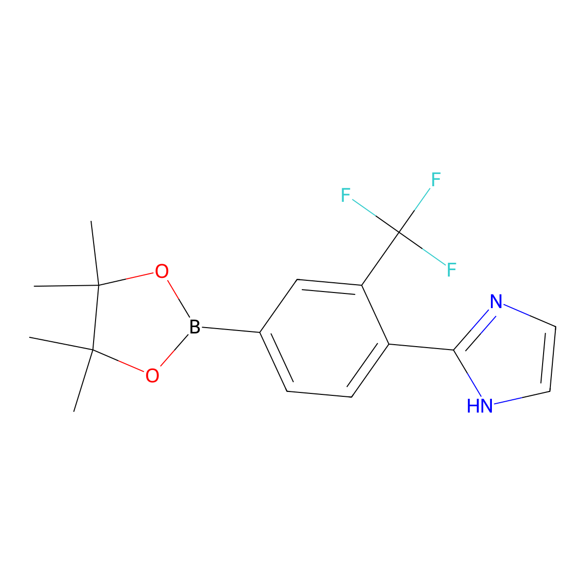 2-(4-(4,4,5,5-tetramethyl-1,3,2-dioxaborolan-2-yl)-2-(trifluoromethyl)phenyl)-1H-imidazole molecular structure, CAS 2256755-79-8