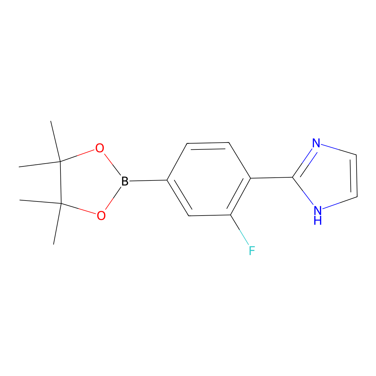 2-(2-fluoro-4-(4,4,5,5-tetramethyl-1,3,2-dioxaborolan-2-yl)phenyl)-1H-imidazole molecular structure, CAS 2256755-80-1